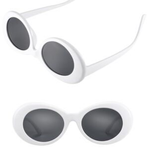 18 Pack Retro Clout Oval Mod Thick Frame Round Lens Sunglasses Women Men Sunglasses White