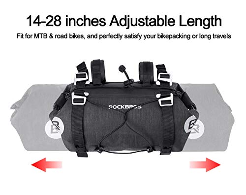 ROCKBROS Bikepacking Bike Handlebar Bag 7L-14L Waterproof Large Dry Pack Bicycle Front Bag Roll for MTB Mountain Road Drop-bar Bikes Bar