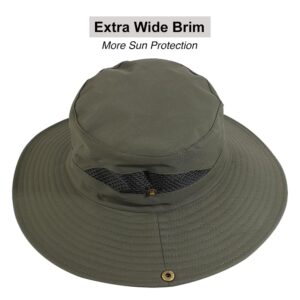 CAMOLAND Sun Hat with Removable Mesh Head Net Safari Hat Outdoor UV Protection Army Green