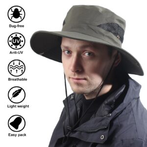 CAMOLAND Sun Hat with Removable Mesh Head Net Safari Hat Outdoor UV Protection Army Green