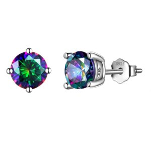 aurora tears mystic-topaz rainbow studs earrings men 925 sterling silver women small stud crystal cubic zirconia minimalist stud earring dating jewelry gift de0093m