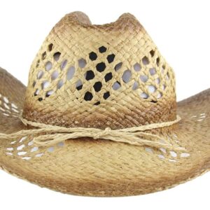 MINAKOLIFE Men's & Women's Western Style Cowboy/Cowgirl Straw Hat (Shell Beads)