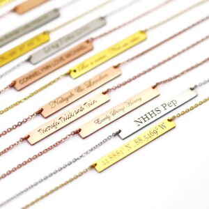 Lazycat Personalised Simple Blank Long Bar Necklace,Can Be Custom The Name Necklace