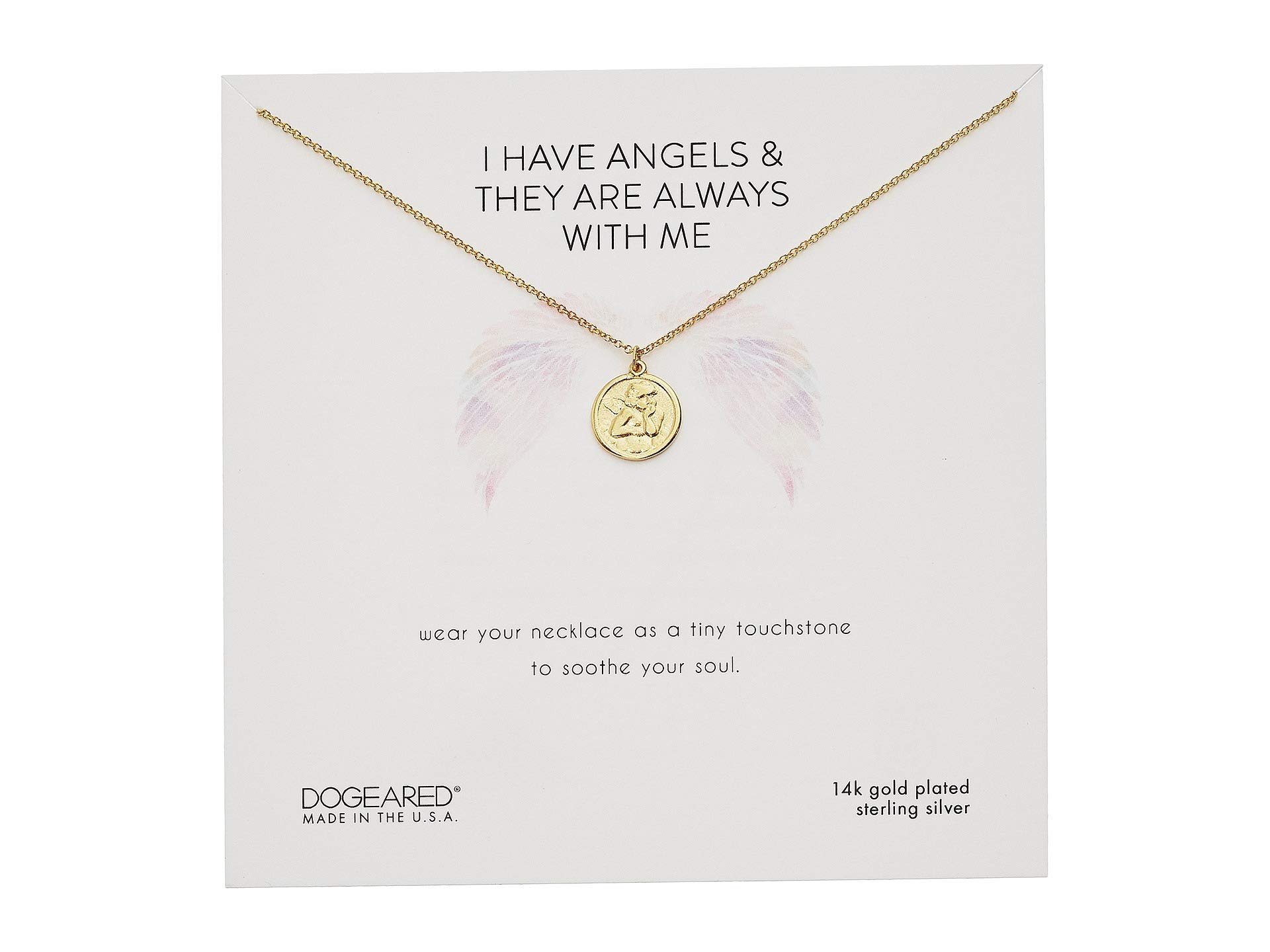 Dogeared I Have Angels & They Are Always with Me Mini Angel Necklace Gold Dip One Size