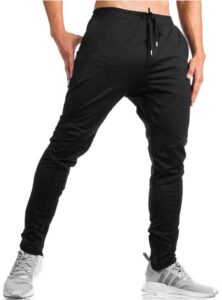 tbmpoy men's tapered running jogger athletic sweatpants gym training pants black m