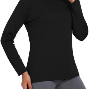 BALEAF Women's Workout Tops Long Sleeve Running Shirts Quick Dry Moisture Wicking Athletic T-Shirts for Exercise Gym Sports Yoga Black Size S