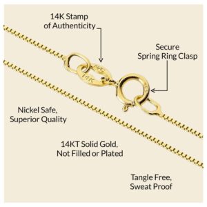 Everyday Elegance Solid 14K Yellow Gold Box Link Chain Necklace for Women | Square Box Chain Design | Spring Ring Clasp | 0.60mm Thickness | 14 Inch Length | With Gift Box