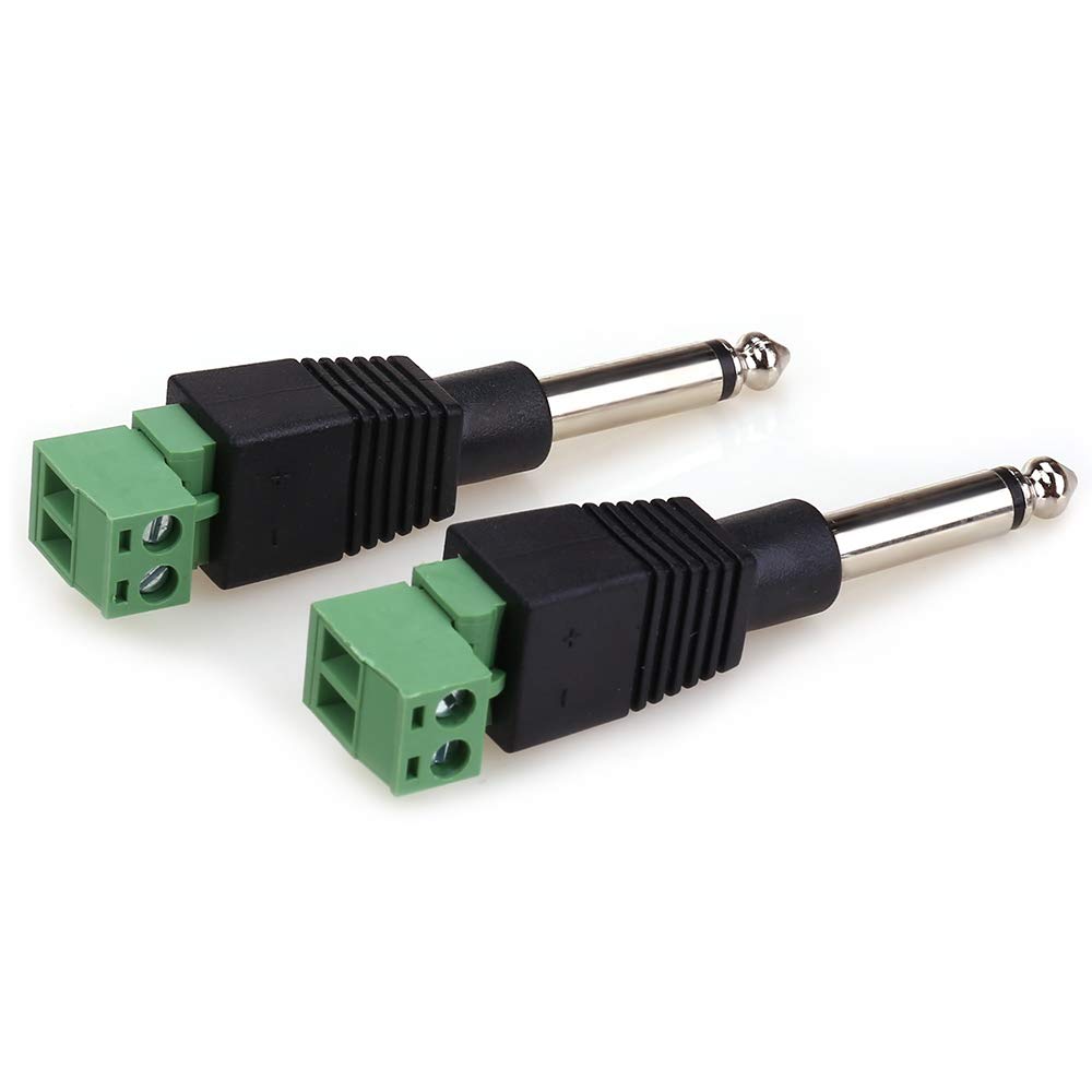 NANYI TS 1/4 Inch Jack, 6.35mm Mono Male Plug for Guitar/Speaker/Microphone Cable That can be Solderless Screw - 2 Pack