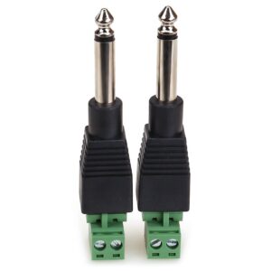 NANYI TS 1/4 Inch Jack, 6.35mm Mono Male Plug for Guitar/Speaker/Microphone Cable That can be Solderless Screw - 2 Pack