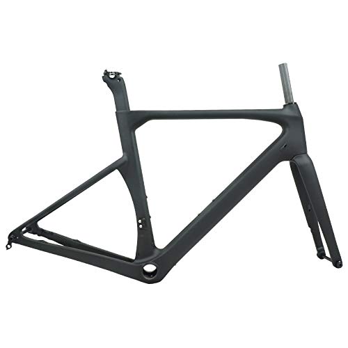 2019 Disc Brake Carbon Fiber Road Frame 14212MM UD Carbon Road Bike Frame Di2 Carbon Fiber Bicycle Frameset 50/53/56/59CM (Black Matte, 53cm)