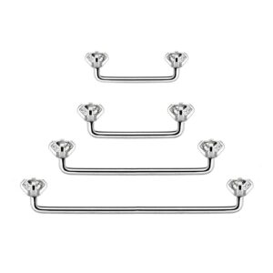 316L Surgical Steel Staple Surface Piercing CZ Crystal 14G Staple Barbell Internally Threaded Staple Surface Barbell 3/4" 19mm