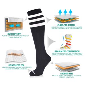 NEWZILL Medical Compression Socks for Women and Men Circulation 20-30 mmHg Best Compression Stockings for Running Athletic Travel Flight Nurses Black/White