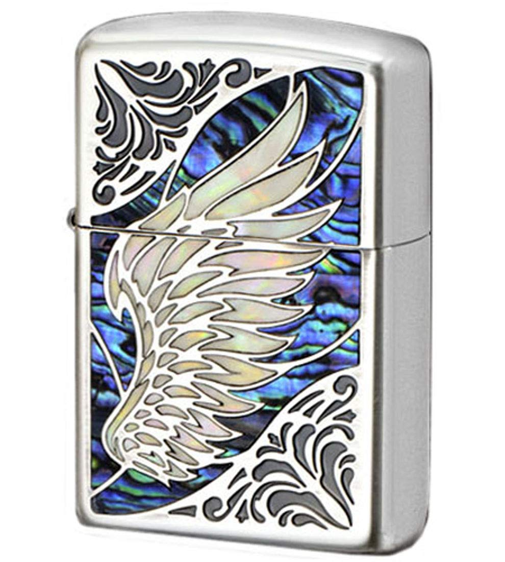 Zippo Armor Case Wing Arabesque Shell Inlay Both Sides Etching Japan Limited Oxidized Silver