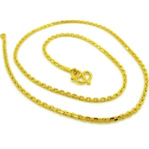 arrawana77 24k Thai Yellow Gold Plated Thin Chain Necklaces 18 inch Long Mini Cross Chain 2 mm Fashion Jewelry