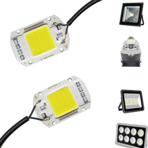 tesfish 2pcs led cob chip 50w 110v white light engine integrated smart ic driver for floodlight