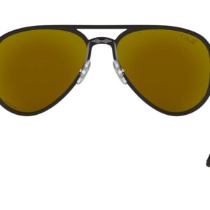 Ray-Ban Rb4320ch Chromance Aviator Sunglasses, Matte Black/Polarized Green Mirrored Blue, 58 mm