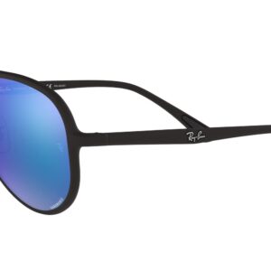 Ray-Ban Rb4320ch Chromance Aviator Sunglasses, Matte Black/Polarized Green Mirrored Blue, 58 mm