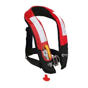 eyson inflatable life jacket life vest pfd highly visible automatic (red)