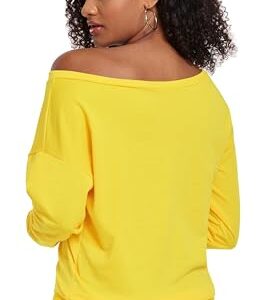 AM CLOTHES Sweatshirt for Women Off Shoulder Oversized Sweatshirts Long Sleeve Sweaters Shirts Tops 3X-Large 01-yellow