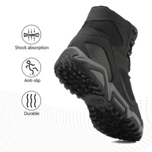 NORTIV 8 Men's Hiking Boots Waterproof Trekking Outdoor Mid Backpacking Mountaineering Shoes Size 9.5 M US BLACK JS19005M