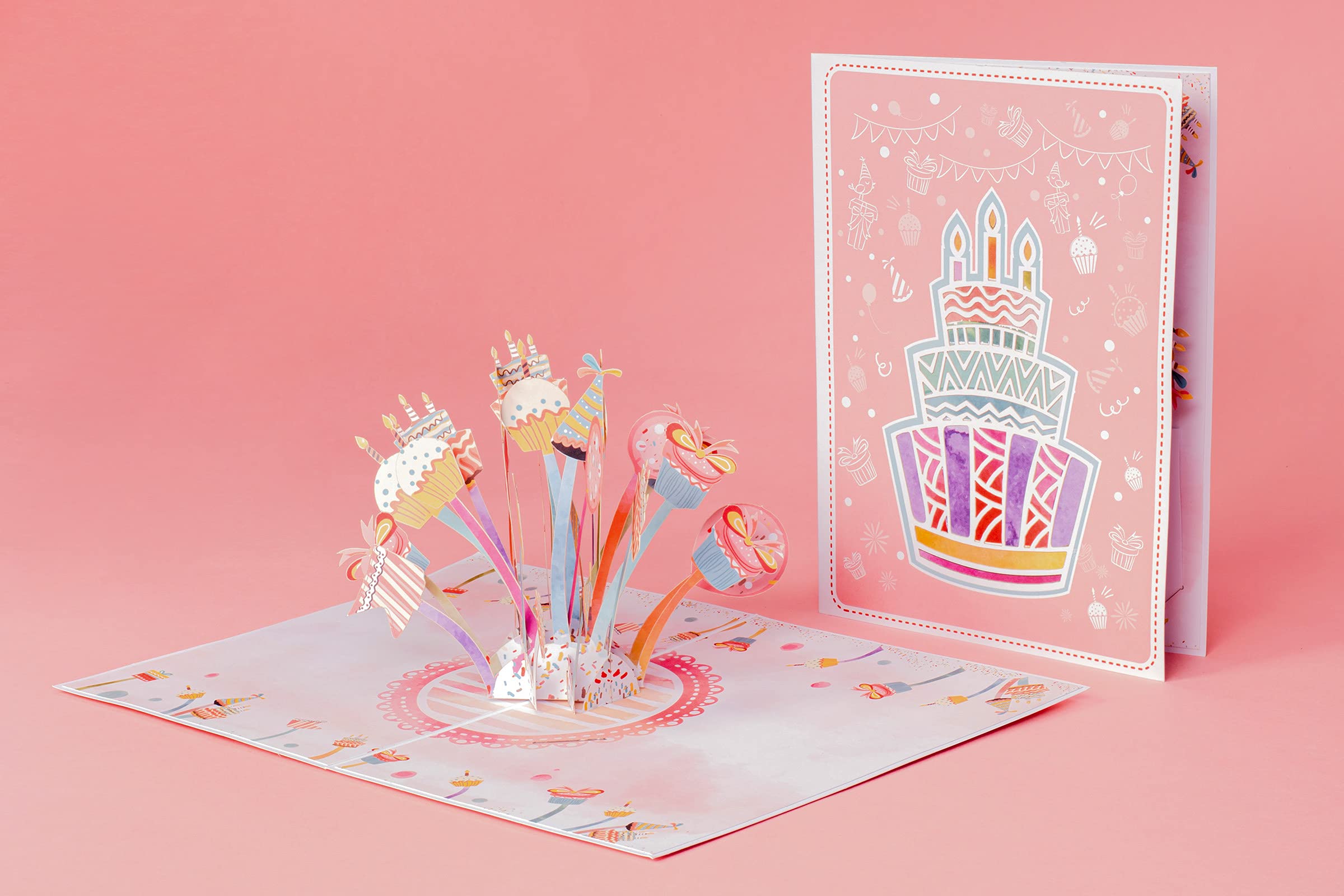 Paper Love Party Explosion Pop Up Birthday Card, 3D Popup Greeting Cards For Birthday, Celebration, Party, Baby Shower, It’s a Girl, All Occasion | 5" x 7"