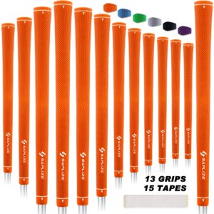 saplize golf grips 13 pack standard size including 15 tapes, rubber golf club grips, orange