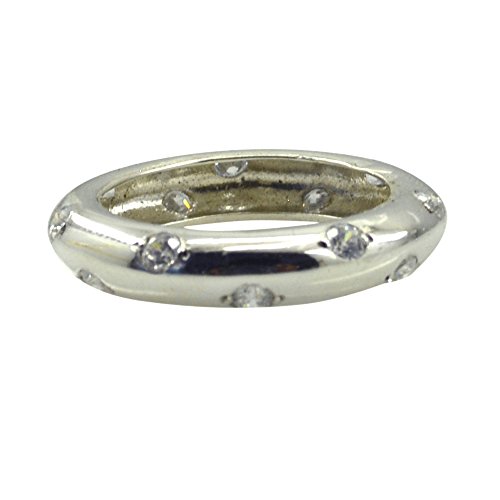 CaratYogi Round Stone White Cubic Zircon Ring Band Silver Bezel Style Handcrafted Available Sizes 7.5