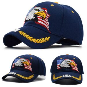 USA-Flag Eagles-Hat American Baseball-Cap Embroidered Navy