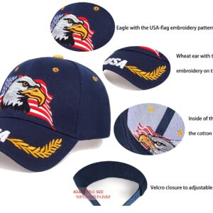 USA-Flag Eagles-Hat American Baseball-Cap Embroidered Navy