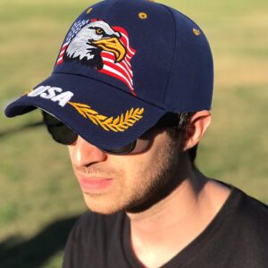 USA-Flag Eagles-Hat American Baseball-Cap Embroidered Navy