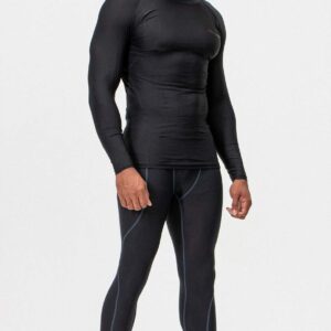 DEVOPS 3 Pack Men's UPF 50+ Long Sleeve Compression Shirts, Water Sports Rash Guard Base Layer, Athletic Workout Shirt (Large, Black-Black-White)