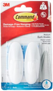 command designer bath hooks, medium, white, 2-hooks with water-resistant strips (17081b-es) (12 hooks)