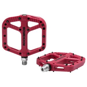 ROCK BROS Mountain Bike Pedals Nylon Composite Bearing 9/16" MTB Bicycle Pedals with Wide Flat Platform Red