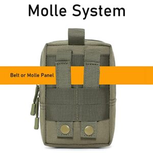 2 Pack Molle Pouches - Tactical Compact Water-Resistant EDC Pouch (Army Green)