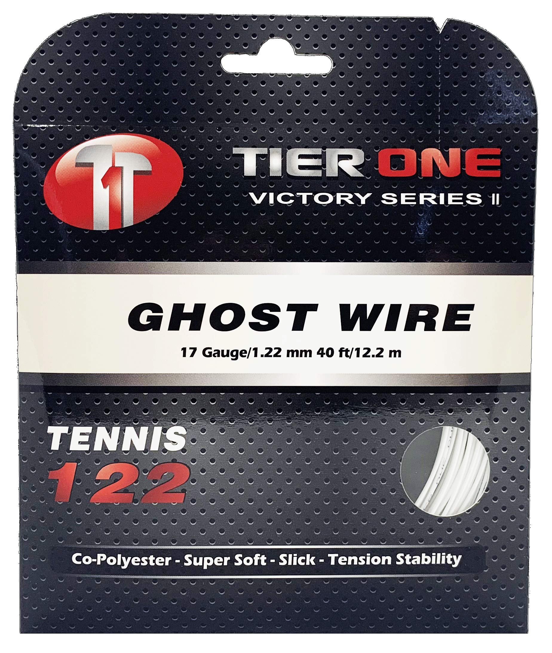 Tier One Sports TRU PRO Ghost Wire - Tennis String Set (Poly): Super Soft and Arm Friendly (17g (1.22 mm), 12.2 m, White)