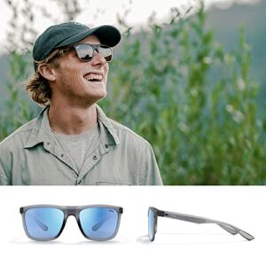 Zeal Optics Boone | Plant-Based Polarized Sunglasses for Men & Women- Matte Smoke/Polarized Horizon Blue Lens