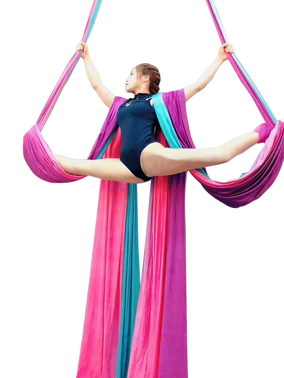 Dasking Deluxe 5m/set Yoga Swing Aerial Yoga Hammock kit with Daisy Chains O-ring, Fabric & Guide (Multicolor-G)