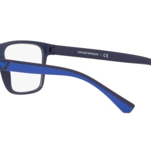 Emporio Armani Men's EA4115 Prescription Eyewear Frames with Two Interchangeable Sun Clip-Ons Rectangular, Matte Dark Blue/Clear/Grey/Blue Mirrored, 54 mm