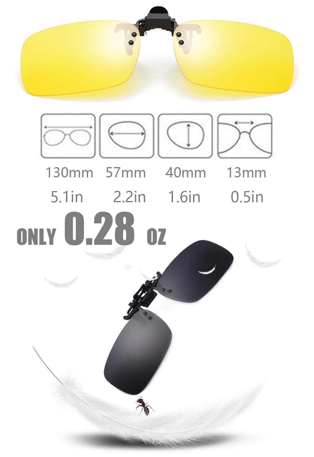 Simida Polarized Clip-on Sunglasses Anti-Glare Driving Glasses for Prescription Glasses