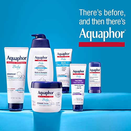 Aquaphor Baby Skin Care Gift Set with Aquaphor Baby Wash and Shampoo, Aquaphor Baby Healing Ointment, Aquaphor Diaper Rash Cream, and WaterWipes, 4 Pieces