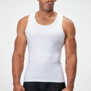 DEVOPS 3 Pack Men's Muscle Dry Fit Compression Tank Top (Large, White/White/White)