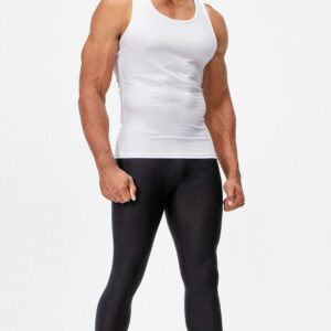 DEVOPS 3 Pack Men's Muscle Dry Fit Compression Tank Top (Large, White/White/White)