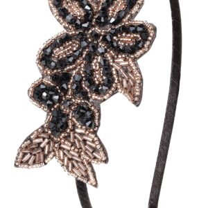 BABEYOND Flapper Headband 1920s Headpiece - Art Deco Headpiece Rhinestone Hair Accessories for Women (Style3-Black Gold)