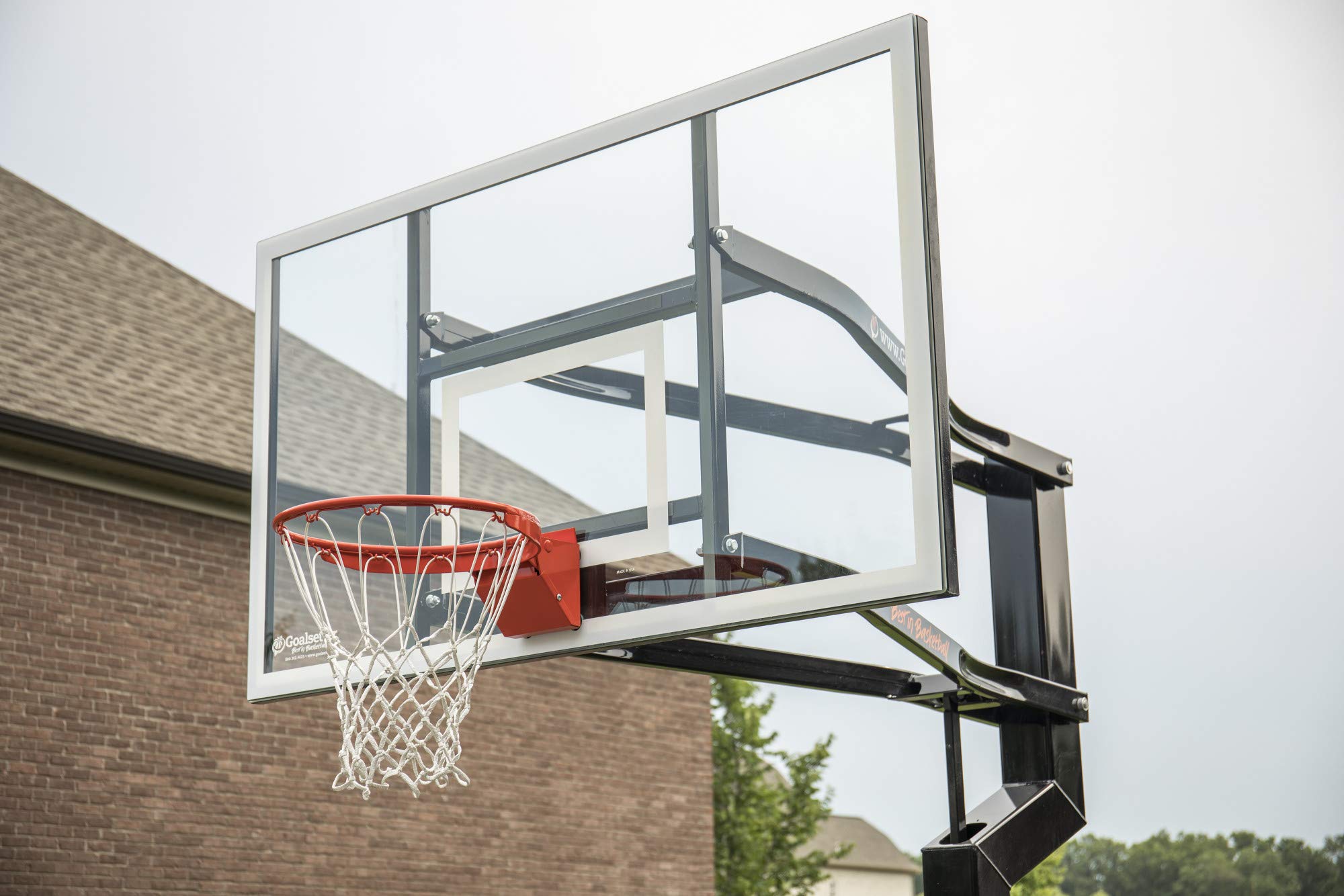 Goalsetter All-American In Ground Adjustable Basketball System with 60-Inch Glass Backboard and Single Static Rim, Black (SS45560G1)