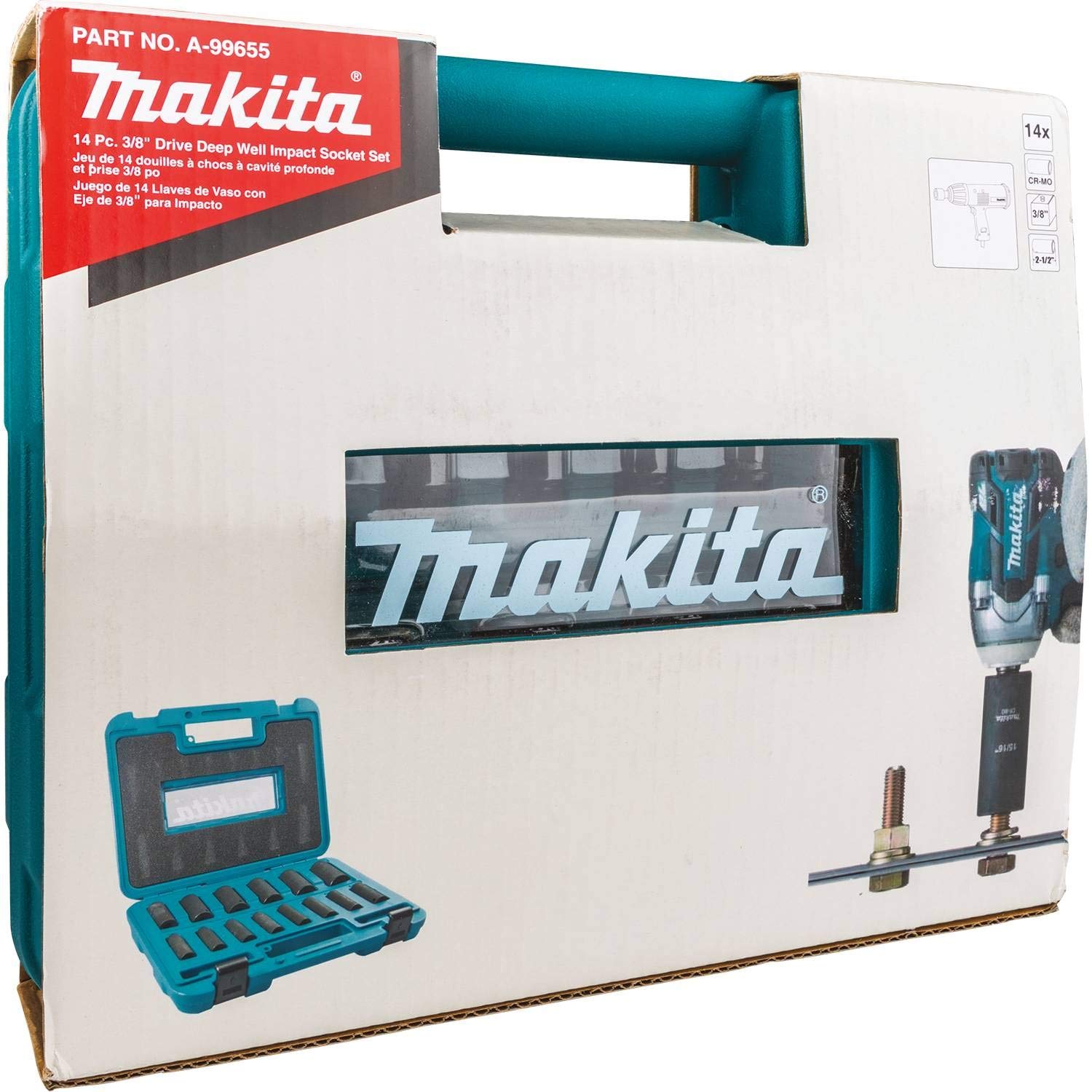 Makita A-99655 14 Pc. 3/8" Drive Deep Well Impact Socket Set