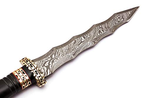 Skokie Knives Custom Hand Made Damascus Steel Hunting Dagger Knife Handle Bull Horn