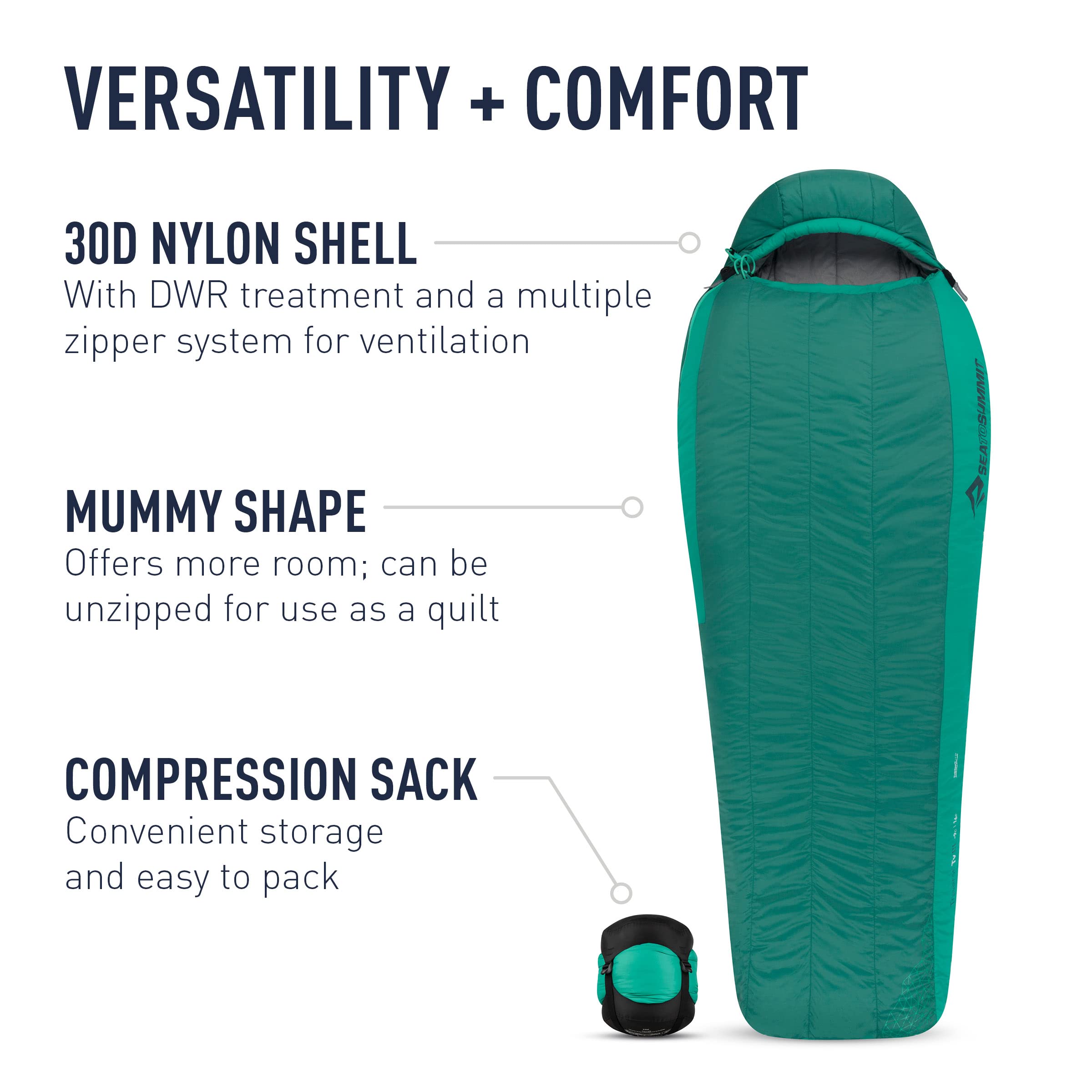 Sea to Summit Traverse Synthetic Sleeping Bag, 25-Degree, Long