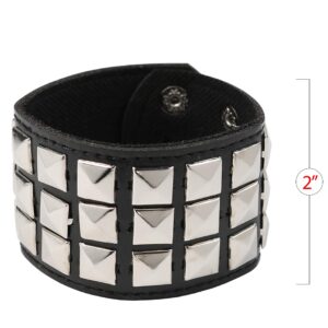 Skeleteen Punk Leather Stud Bracelet - Leather Cuff Biker Bracelet with Studs for Men, Women and Kids