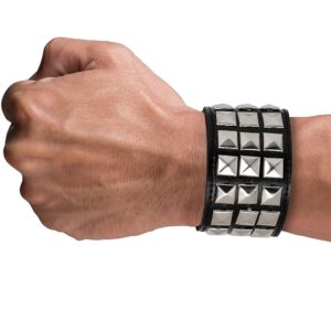 Skeleteen Punk Leather Stud Bracelet - Leather Cuff Biker Bracelet with Studs for Men, Women and Kids