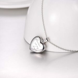 LONAGO Heart Locket Necklace Forever in My Heart Shape Photo Locket Necklace Silver Locket Gift for Women (Locket Necklace)